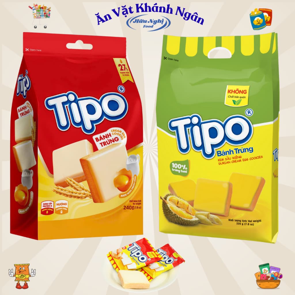 Bánh Tipo Trứng Nướng Hữu Nghị Đủ Vị 115g - 500g - HÀNG CHÍNH HÃNG