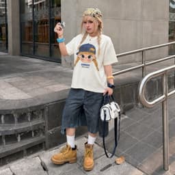 Áo Thun BOXY Local Brand VEQISTU "Chibi Girl " Áo Thun Boxy Form Rộng Unisex  250Gsm 100% Cotton 3