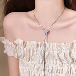 Dây Chuyền Mặt Hồ Điệp Đính Đá Tua Rua Dài Quyến Rũ Cho Nữ - Vòng Cổ Đi Tiệc 3