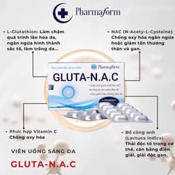 Viên uống sáng da Pharmaform GLUTA-N.A.C bổ sung Glutathion, giảm thâm nám 30 viên <BUN BUN SHOP 2