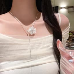 Vòng Cổ Nữ Dáng Y-Line Mặt Hoa Hồng Thiết Kế Phong Cách Hàn Quốc 2