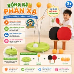 Bộ đồ chơi bóng bàn phản xạ cho bé tự tập trong nhà kèm 2 vợt 3 bóng tập trung vận động 1