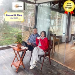 Ghế CAFE Gỗ Dầu Sân Vườn SUNFURN SF450 | Ghế Gỗ Ngoài Trời Không Thấm Nước | Chân chữ A – Chịu Lực 130kg 8