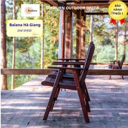 Ghế CAFE Gỗ Dầu Sân Vườn SUNFURN SF450 | Ghế Gỗ Ngoài Trời Không Thấm Nước | Chân chữ A – Chịu Lực 130kg 1