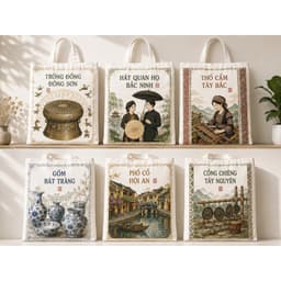 Túi tote có khóa in hình Văn Hóa Nghệ Thuật Việt túi vải canvas đeo vai Nghệ Thuật Việt Nam kích thước 35x40cm tota0318 1