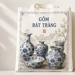 Túi tote có khóa in hình Văn Hóa Nghệ Thuật Việt túi vải canvas đeo vai Nghệ Thuật Việt Nam kích thước 35x40cm tota0318 8
