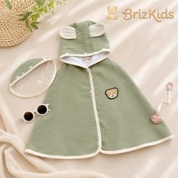 Áo Choàng Xô Chống Nắng Vải Muslin, Áo Tránh Gió Kèm Mũ Chắn Mềm Mại, Thoáng Mát Cho Bé MR053 5