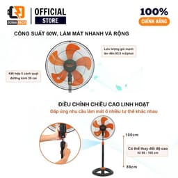 Quạt lửng senko LTS1633 5 cánh,thân sắt công xuất 60w 3 cấp gió bảo hành chính hãng 24 tháng 6