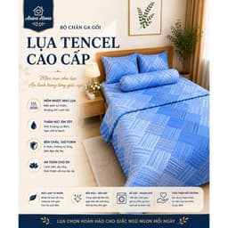 Bộ Chăn Ga Gối Lụa Tencel 5 Món 1m6 Aniva Home Cao Cấp Mềm Mịn Thoáng Mát Gối 50x70 Gối Ôm 35x100 1