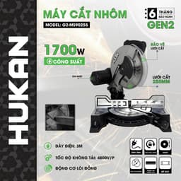 Máy cắt nhôm HUKAN G2-MS90255, Công suất 1700W, Lưỡi 255mm - Động cơ dây đồng 100% 1