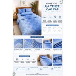 Bộ Chăn Ga Gối Lụa Tencel 5 Món 1m6 Aniva Home Cao Cấp Mềm Mịn Thoáng Mát Gối 50x70 Gối Ôm 35x100 3