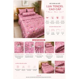 Bộ Chăn Ga Gối Lụa Tencel 5 Món 1m6 Aniva Home Cao Cấp Mềm Mịn Thoáng Mát Gối 50x70 Gối Ôm 35x100 4