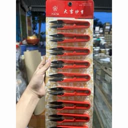 Vĩ 12 cây kéo bấm chỉ, cắt chỉ cán nhựa siêu bén màu đỏ lưỡi đen to nhỏ 6