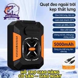 Quạt Đeo Thắt Lưng Tích Điện, Quạt Đeo Hông Pin Sạc Công Suất Lớn pin 5000 ( giao màu ngẫu nhiên) 1