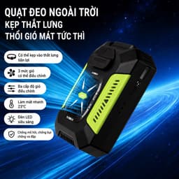 Quạt Đeo Thắt Lưng Tích Điện, Quạt Đeo Hông Pin Sạc Công Suất Lớn pin 5000 ( giao màu ngẫu nhiên) 2