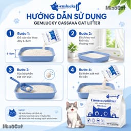 [Mua 3 Có Giá Sỉ] Cát Sắn Vệ Sinh Mèo Gemlucky 2kg Sợi Hữu Cơ Vón Cục Thấm Hút Kiểm Soát Mùi 8