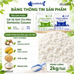 [Mua 3 Có Giá Sỉ] Cát Sắn Vệ Sinh Mèo Gemlucky 2kg Sợi Hữu Cơ Vón Cục Thấm Hút Kiểm Soát Mùi 7