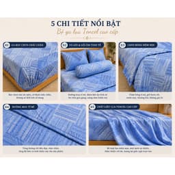 Bộ Ga Gối Lụa Tencel 4 Món 1m8 Aniva Home Cao Cấp Mềm Mát Thoáng Khí Ga Bọc Nệm 5-25cm 4