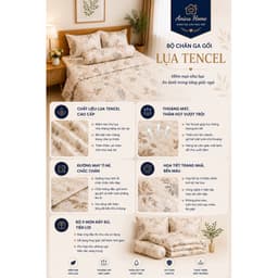 Bộ Chăn Ga Gối Lụa Tencel 1m8 Aniva Home 5 Món Cao Cấp Mềm Mịn Mát Lạnh Sang Trọng 2