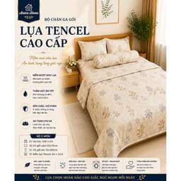 Bộ Chăn Ga Gối Lụa Tencel 1m8 Aniva Home 5 Món Cao Cấp Mềm Mịn Mát Lạnh Sang Trọng 1