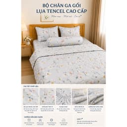Bộ Chăn Ga Gối Lụa Tencel 1m8 Aniva Home 5 Món Cao Cấp Mềm Mịn Mát Lạnh Sang Trọng 4