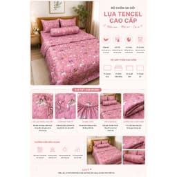 Bộ Ga Gối Lụa Tencel 4 Món 1m8 Aniva Home Cao Cấp Mềm Mát Thoáng Khí Ga Bọc Nệm 5-25cm 2