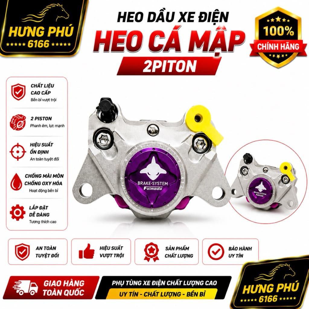 Heo dầu xe điện độ-heo cá mập 2piston đối sứng