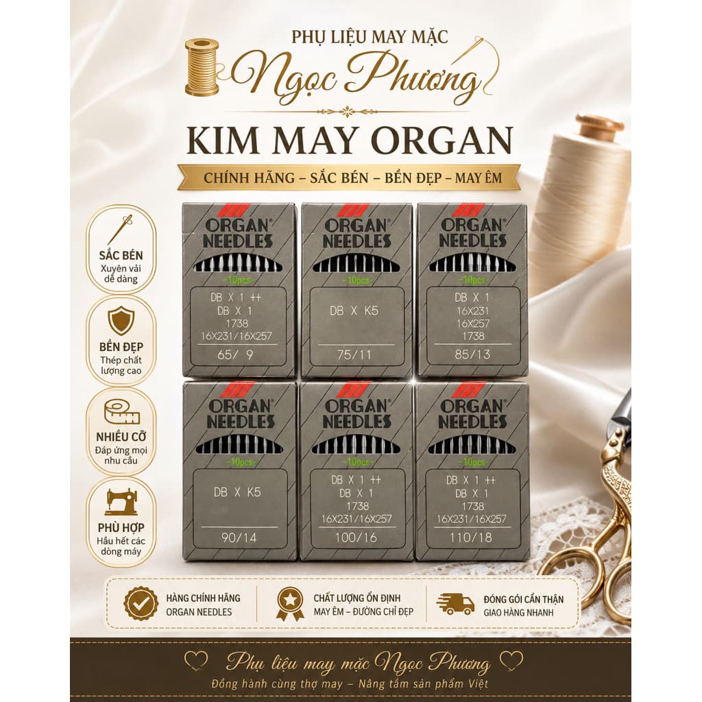 10 Cây Kim DB Nhật hiệu Organ Máy May Công Nghiệp