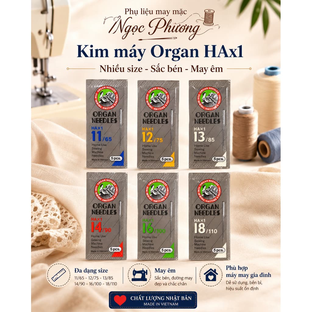 Kim máy may gia đình HAx1 đủ số 9-11-13-14-16-18 hàng organ vĩ 5 cây