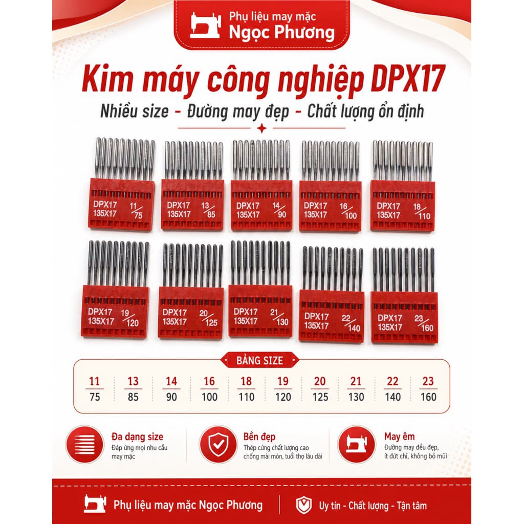 Kim máy lập trình - maý bước đứng DPx17- Kim dài chính hãng TNC dùng trong ngành may công nghiệp