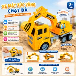 Đồ chơi xe máy xúc công trình bánh đà cho bé nhựa ABS cao cấp bền đẹp 1