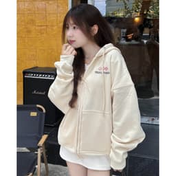 Áo khoác hoodie zip nam nữ thêu Icon vải nỉ bông form dáng unisex 3