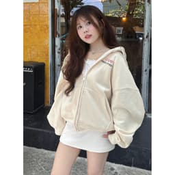 Áo khoác hoodie zip nam nữ thêu Icon vải nỉ bông form dáng unisex 7
