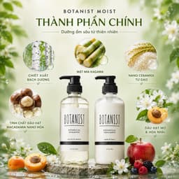 Bộ Gội Xả BOTANIST Moist 460ml Dưỡng Ẩm Sâu Cho Tóc Khô Xơ, Giảm Xù Rối Chuẩn Salon Tại Nhà 4