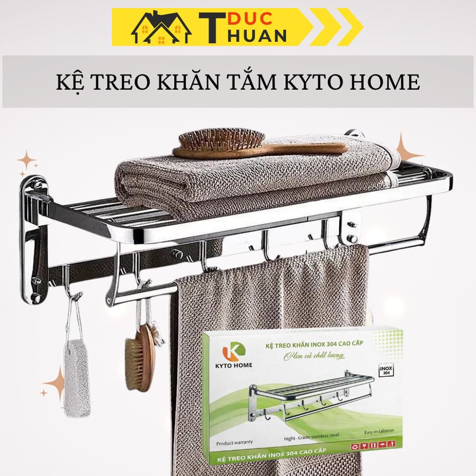 Giá Treo Khăn KYTO HOME Nhà Tắm, Vắt khăn giàn nhà tắm inox 304