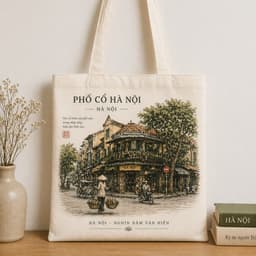 Túi tote có khóa in hình HÀ NỘI VIỆT NAM ĐẶC SẮC túi vải canvas KỶ NIỆM HÀ NỘI  kích thước 35x40cm tota0319 7