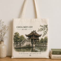 Túi tote có khóa in hình HÀ NỘI VIỆT NAM ĐẶC SẮC túi vải canvas KỶ NIỆM HÀ NỘI  kích thước 35x40cm tota0319 6