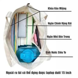 Túi tote có khóa in hình HÀ NỘI VIỆT NAM ĐẶC SẮC túi vải canvas KỶ NIỆM HÀ NỘI  kích thước 35x40cm tota0319 9