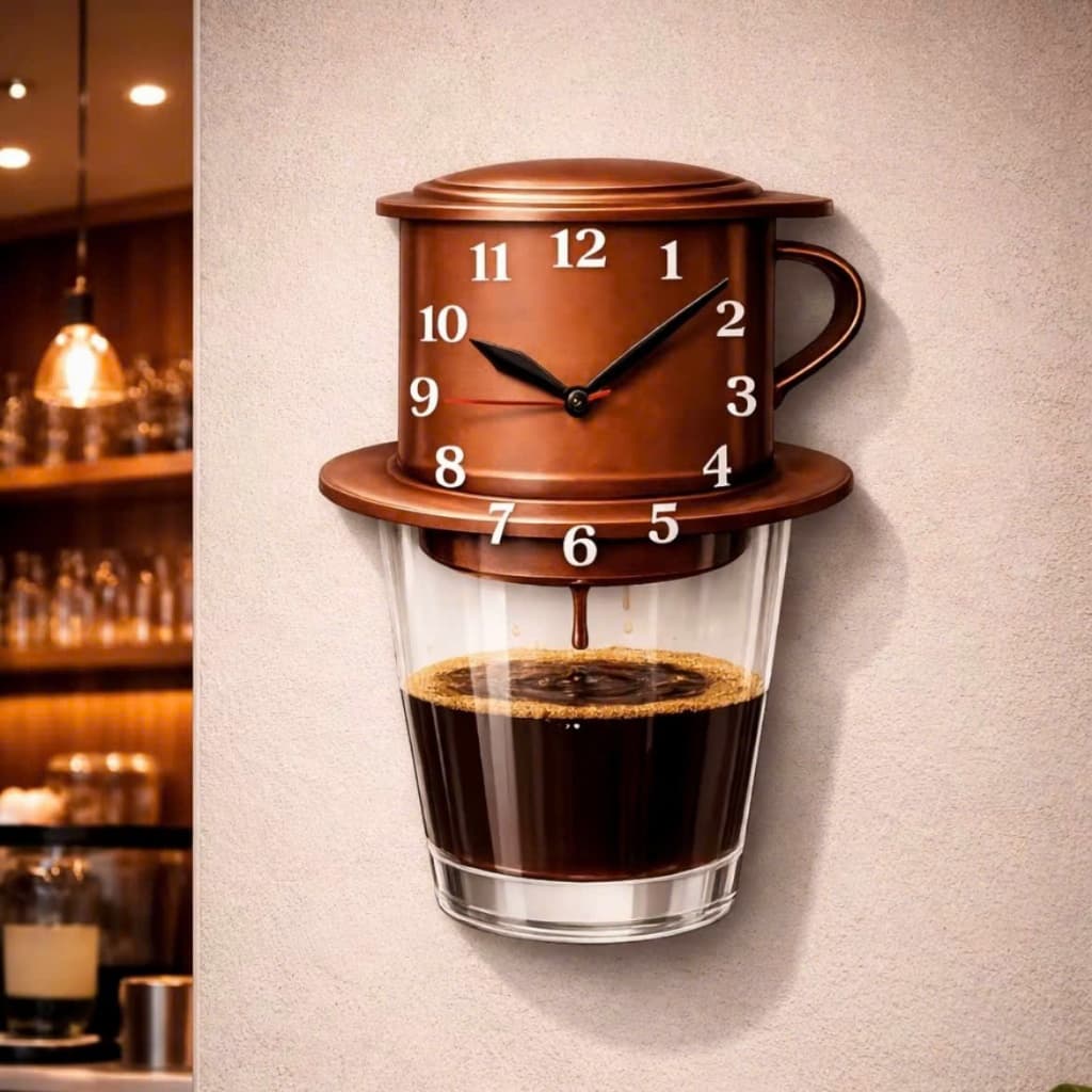 Đồng hồ hạt cafe in 3D treo tường Decor quán coffee trà sữa quà tặng khai trương ý nghĩa nội thất sang trọng