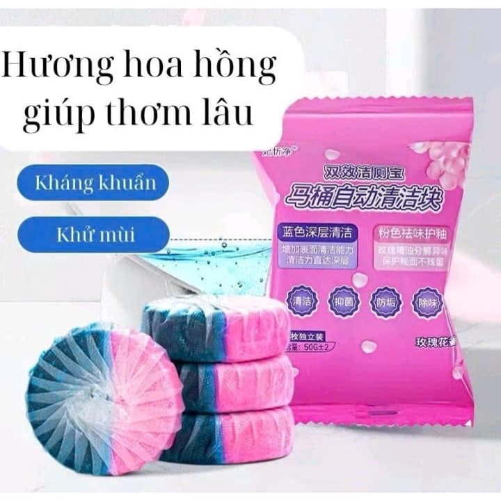 Combo 10 Viên Thả Bồn Cầu Hương Hoa Hồng Viên Làm Sạch Bồn Cầu Khử Mùi Kháng Khuẩn Tẩy Cặn Bẩn Bồn Cầu Thơm Lâu
