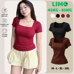 Áo Thun Nữ Cổ Vuông Dáng Ôm Bigsize Co Giãn 4 Chiều Mềm Mịn Tôn Dáng Mềm Mịn Thoáng Mát LIMO MS590 1