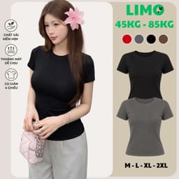 Áo phong nữ ôm body cotton borip co giãn thoáng mát Áo thun nữ baby tee bigsize tay ngắn cổ tròn bassic LiMo MS271 1