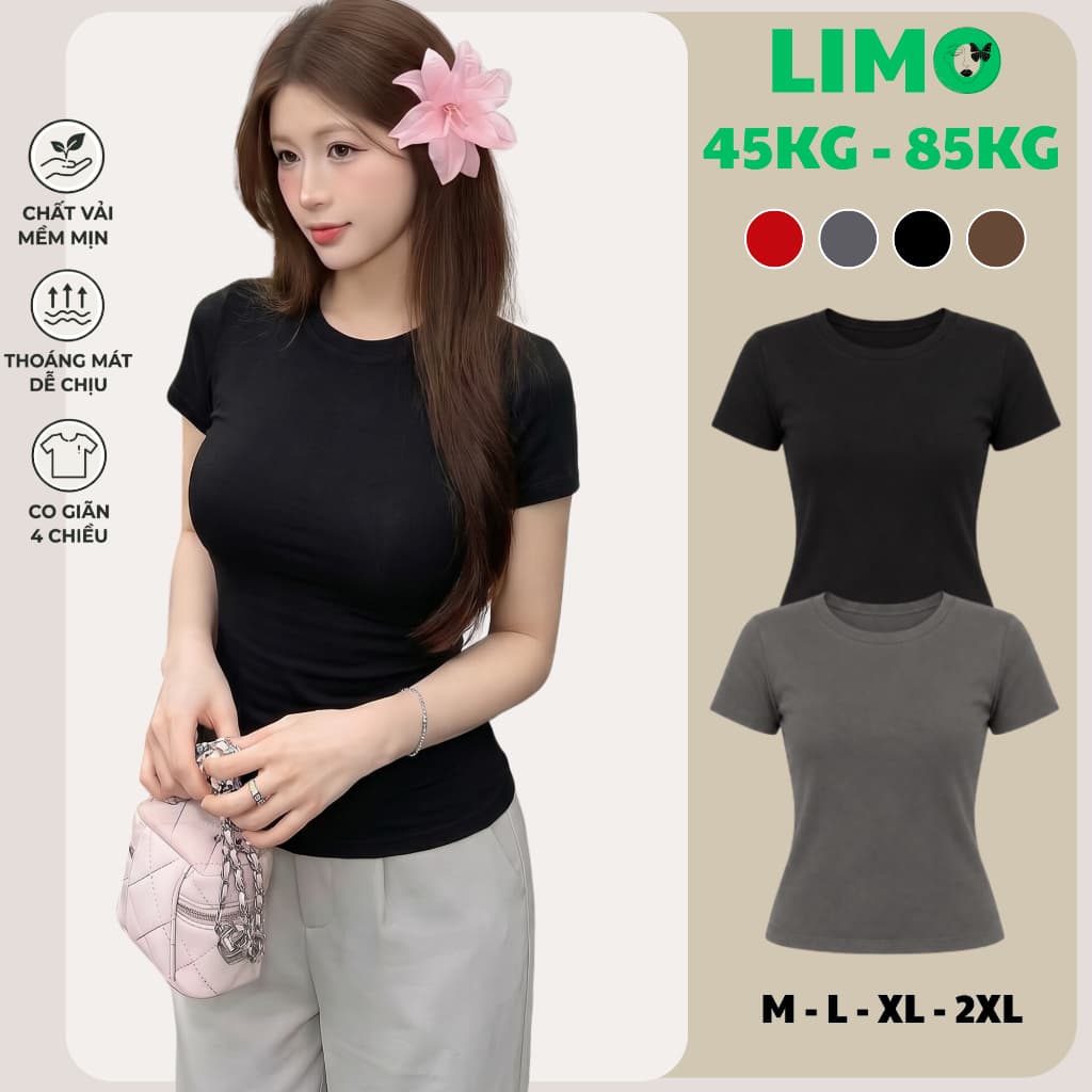 Áo phong nữ ôm body cotton borip co giãn thoáng mát Áo thun nữ baby tee bigsize tay ngắn cổ tròn bassic LiMo MS271