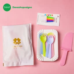 Bộ dao nĩa ăn bánh kem (dao nĩa + nến xoắn) 2