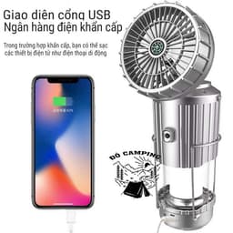 Đèn bão LED Năng Lượng Mặt Trời Đa Năng 3 Trong 1 tích hợp quạt, đèn pin, sạc điện thoại tiện lợi 3