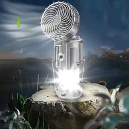 Đèn bão LED Năng Lượng Mặt Trời Đa Năng 3 Trong 1 tích hợp quạt, đèn pin, sạc điện thoại tiện lợi 5
