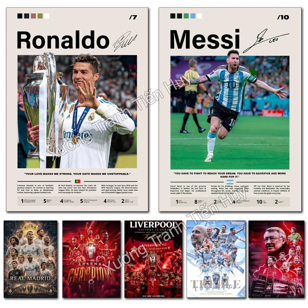 (X01) +100 mẫu Poster Cầu Thủ Bóng Đá - Tranh decal dán tường: Messi, Ronaldo, Neymar, Mbappé,Yamal