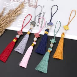 DÂY ĐỒNG TÂM KẾT CHỈ VÀNG - Móc Khóa Tua Rua Cổ Phong Đạo Cụ Chụp Ảnh Quà Tặng Treo Trang Trí 3