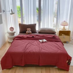 Cotton Đũi ( sẵn ôm) Set đũi chăn chần 5 món kèm ôm màu trơn Hàn Quốc basic dễ dùng 7