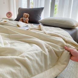 Cotton Đũi ( sẵn ôm) Set đũi chăn chần 5 món kèm ôm màu trơn Hàn Quốc basic dễ dùng 1